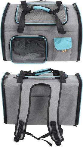 Pet Carrier Large Capacity, 20x12x13inch Cat Dog Carrier with Dual Shoulder Straps, Protable and Breathable Pet Travel Backpack, for Large and Medium Cats Dogs (Grey and Blue) in Saudi Arabia