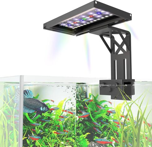 Clip On Aquarium Light-24/7 Lighting Cycle Fish Tank Light with Timer, Full Spectrum+7 Colors Mode, Auto On/Off, Adjustable Brightness and Height (12 Inch) in Kuwait