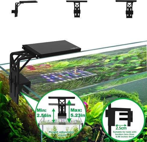 Clip On Aquarium Light-24/7 Lighting Cycle Fish Tank Light with Timer, Full Spectrum+7 Colors Mode, Auto On/Off, Adjustable Brightness and Height (12 Inch) in Kuwait