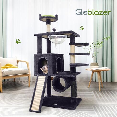 F57 عمود خدش شجرة القطط، خصيصًا للقطط الشجاعة، برج شجرة القطط طويل القامة 57 بوصة، نفق، عش كبسولة الفضاء، لوح خدش السيزال، مسكن القطط، مساحة صغيرة لشجرة القطط، رمادي داكن in Kuwait