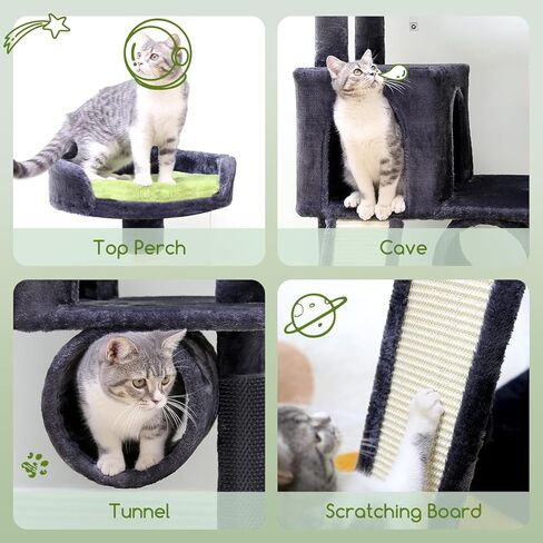 F57 عمود خدش شجرة القطط، خصيصًا للقطط الشجاعة، برج شجرة القطط طويل القامة 57 بوصة، نفق، عش كبسولة الفضاء، لوح خدش السيزال، مسكن القطط، مساحة صغيرة لشجرة القطط، رمادي داكن in Kuwait