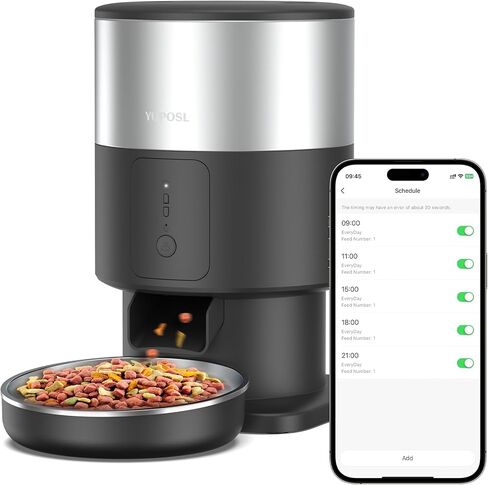 مغذيات القطط الأوتوماتيكية مع تخزين الطعام من الفولاذ المقاوم للصدأ، التحكم في تطبيق 5G WIFI، تسجيل صوتي، سهل التنظيف والتركيب، التحكم في الأجزاء القابلة للبرمجة، 15 وجبة يومية، للقطط والكلاب الصغيرة in Kuwait