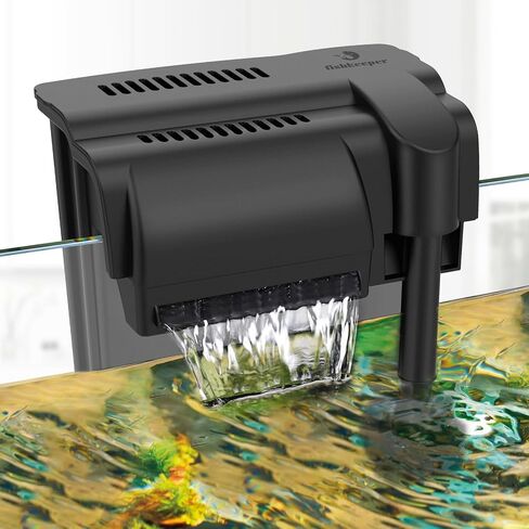 Super Quiet Hang On Back Aquarium Filter - 6W 180GPH Power Fish Tank Filter with 4-Stage Aquarium Filtration System for 10 to 50 Gallon, Including 2 Cartridges (Premium Black) in Saudi Arabia