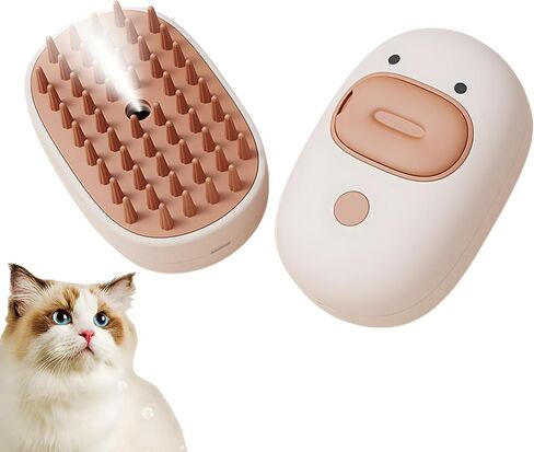 Cat Steam Brush for Shedding, 3 In 1 Steamy Pet Brush with Release Button and Tank,Pet Spa Brush for Dogs Cats, Self Cleaning Steam Cat Brush for Removing Tangled and Loose Hair (white) in Saudi Arabia
