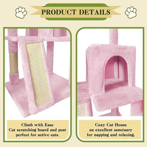 70" Cat Tree Tower for Indoor Cats, Multi-Level Cat Tower Condo with Sisal Scratching Post (Dark Gray) in Saudi Arabia
