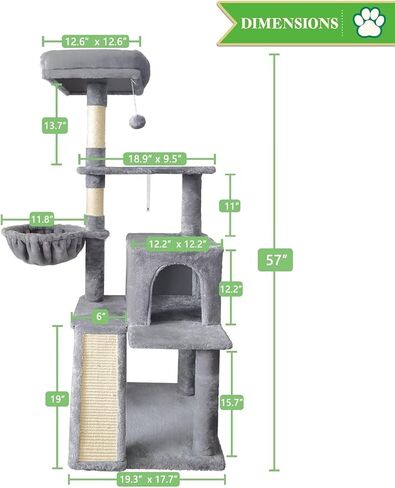 70" Cat Tree Tower for Indoor Cats, Multi-Level Cat Tower Condo with Sisal Scratching Post (Dark Gray) in Saudi Arabia