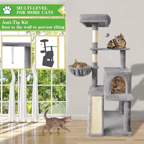 70" Cat Tree Tower for Indoor Cats, Multi-Level Cat Tower Condo with Sisal Scratching Post (Dark Gray) in Saudi Arabia