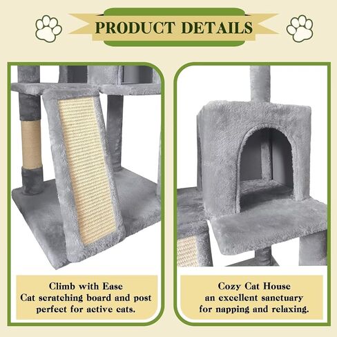 70" Cat Tree Tower for Indoor Cats, Multi-Level Cat Tower Condo with Sisal Scratching Post (Dark Gray) in Saudi Arabia