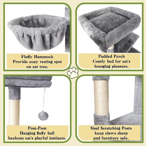 70" Cat Tree Tower for Indoor Cats, Multi-Level Cat Tower Condo with Sisal Scratching Post (Dark Gray) in Saudi Arabia