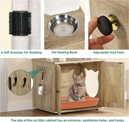 YITAHOME Cat Tree with Litter Box Enclosure, All-in-1 Modern Cat Tower, 72" Tall Cat Tree with Scratching Posts, Perch, Caves, Basket, Washable Cushions, Grey in Saudi Arabia