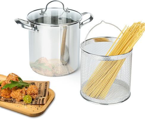 Deep Fryer Pot, 4.5L Stainless Steel Frying Pot With Basket, Fish Fryer With Transparent Lid, For Kitchen French Fries, Chicken Etc. in Saudi Arabia
