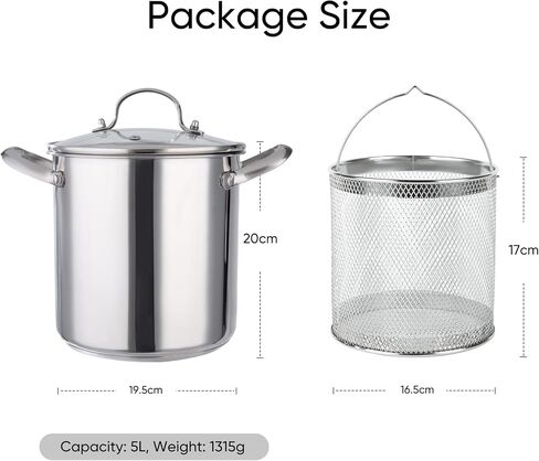 Deep Fryer Pot, 4.5L Stainless Steel Frying Pot With Basket, Fish Fryer With Transparent Lid, For Kitchen French Fries, Chicken Etc. in Saudi Arabia