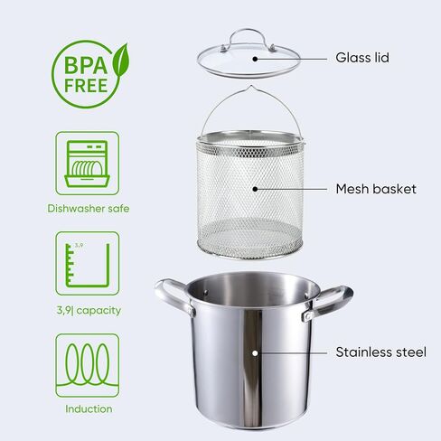 Deep Fryer Pot, 4.5L Stainless Steel Frying Pot With Basket, Fish Fryer With Transparent Lid, For Kitchen French Fries, Chicken Etc. in Saudi Arabia
