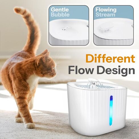 Ultra-quiet Automatic Cat Water Fountain, 101oz/3l Pet Water Fountain, Wired Water Fountains for Cats Indoor, Dog Water Fountain, Automatic Water Dispenser for Dogs, 2 Modes, Filter Capsule (White) in Saudi Arabia