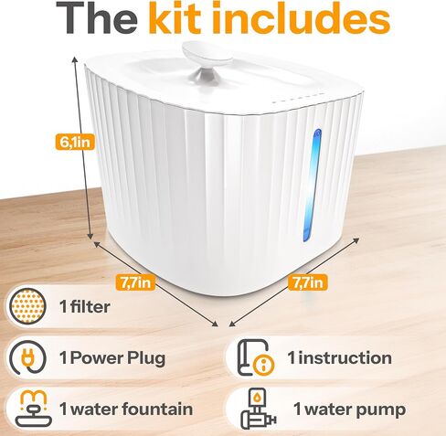 Ultra-quiet Automatic Cat Water Fountain, 101oz/3l Pet Water Fountain, Wired Water Fountains for Cats Indoor, Dog Water Fountain, Automatic Water Dispenser for Dogs, 2 Modes, Filter Capsule (White) in Saudi Arabia