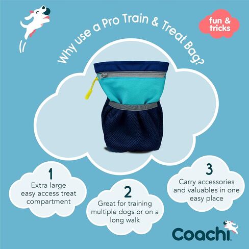 Coachi Pro Train & Treat Bag, Pouch. Dog Trainers and Professional Walkers, Extra Large Storage, Secure Attachment Options, Zipped Pocket, Magnetic Closure. Suitable for Dog Walking & Training in Kuwait