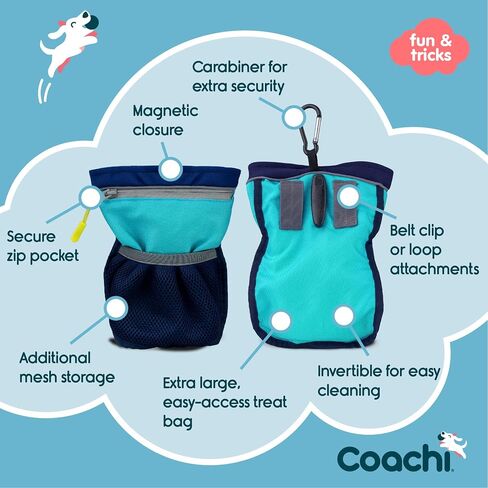 Coachi Pro Train & Treat Bag, Pouch. Dog Trainers and Professional Walkers, Extra Large Storage, Secure Attachment Options, Zipped Pocket, Magnetic Closure. Suitable for Dog Walking & Training in Kuwait