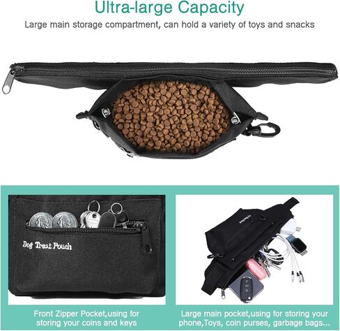 حقيبة علاج الكلاب من أوريا للتدريب، حقيبة فاني للكلاب، حقيبة خصر محمولة للكلاب، حقيبة مشي للكلاب مع حزام خصر قابل للتعديل، للتدريب، المشي لمسافات طويلة، الجري in Kuwait