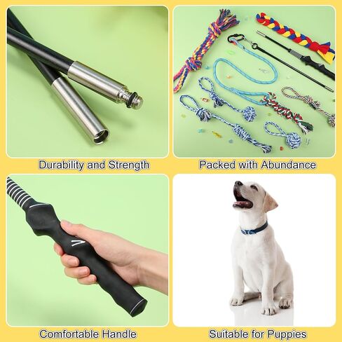 7 Pcs Flirt Pole for Dogs with 6 Flirt Pole Replacement Toys Interactive Flirt Pole Toy with Colorful Dog Rope Toys Puppy Teething Toys Tug Toy for Small Medium Dogs Exercise Training in Saudi Arabia