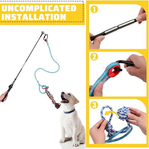 7 Pcs Flirt Pole for Dogs with 6 Flirt Pole Replacement Toys Interactive Flirt Pole Toy with Colorful Dog Rope Toys Puppy Teething Toys Tug Toy for Small Medium Dogs Exercise Training in Saudi Arabia