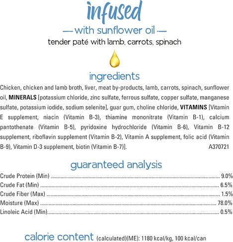 بورينا عجينة طعام الكلاب الرطبة المفيدة مع لحم الضأن الحقيقي والجزر والسبانخ، مع زيت عباد الشمس - (عبوة من 12 قطعة) 3 أونصة. علب in Kuwait