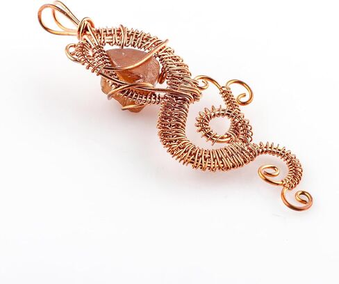 Copper Wire Wrapped Pendant, Natural Raw Brown Zircon Gemstones, Antique Handmade Jewelry, Chakra & Healing Crystals, Rough Stones, December Birthstone in Saudi Arabia