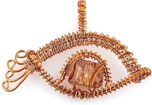 Copper Wire Wrapped Pendant, Natural Raw Brown Zircon Gemstones, Antique Handmade Jewelry, Chakra & Healing Crystals, Rough Stones, December Birthstone in Saudi Arabia