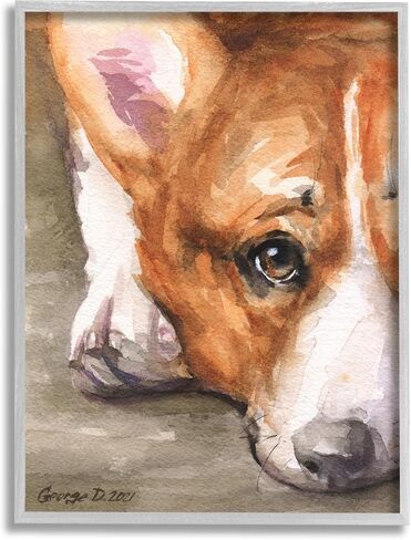 Stupell Industries Pleasant Corgi Puppy Dog Gazing Lying Down, Design by George Dyachenko in Saudi Arabia
