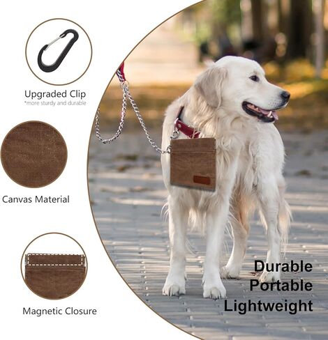 أكياس علاج الكلاب لتدريب الحيوانات الأليفة، حقيبة علاج الكلاب بإغلاق مغناطيسي، حقيبة علاج تدريب الجراء، مع أداة نقر وصفارة لتدريب الحيوانات الأليفة 2 في 1 (بني، عبوتان) in Kuwait