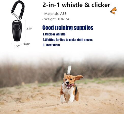 أكياس علاج الكلاب لتدريب الحيوانات الأليفة، حقيبة علاج الكلاب بإغلاق مغناطيسي، حقيبة علاج تدريب الجراء، مع أداة نقر وصفارة لتدريب الحيوانات الأليفة 2 في 1 (بني، عبوتان) in Kuwait