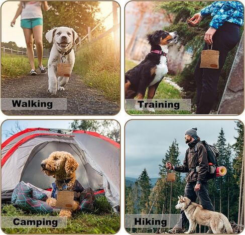 أكياس علاج الكلاب لتدريب الحيوانات الأليفة، حقيبة علاج الكلاب بإغلاق مغناطيسي، حقيبة علاج تدريب الجراء، مع أداة نقر وصفارة لتدريب الحيوانات الأليفة 2 في 1 (بني، عبوتان) in Kuwait