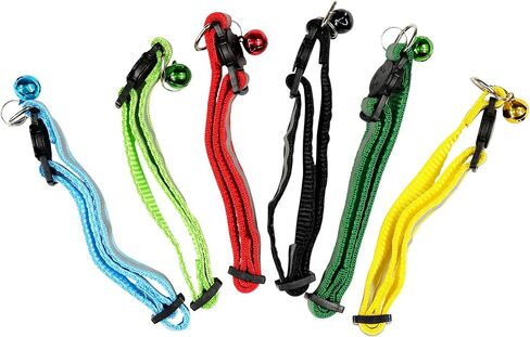 6 قطع عاكسة طوق القط مع الجرس، النايلون قطاع الانفصال طوق القط مختلط الألوان جرو طوق in Kuwait