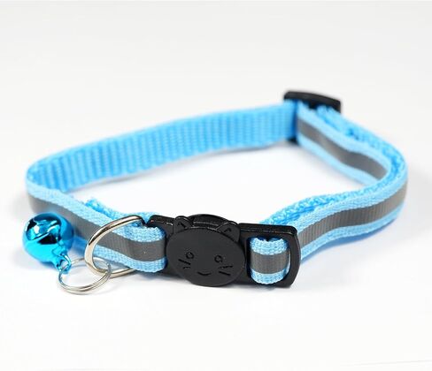 6 قطع عاكسة طوق القط مع الجرس، النايلون قطاع الانفصال طوق القط مختلط الألوان جرو طوق in Kuwait