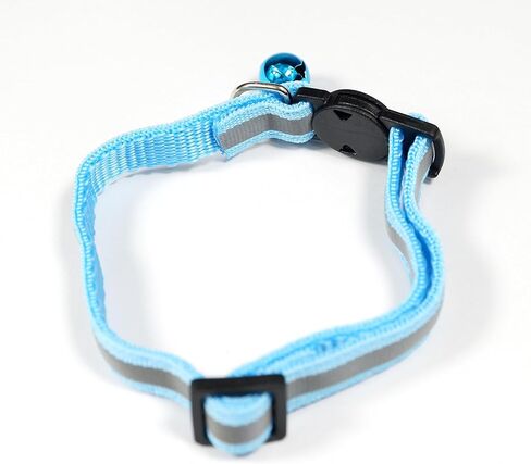 6 قطع عاكسة طوق القط مع الجرس، النايلون قطاع الانفصال طوق القط مختلط الألوان جرو طوق in Kuwait