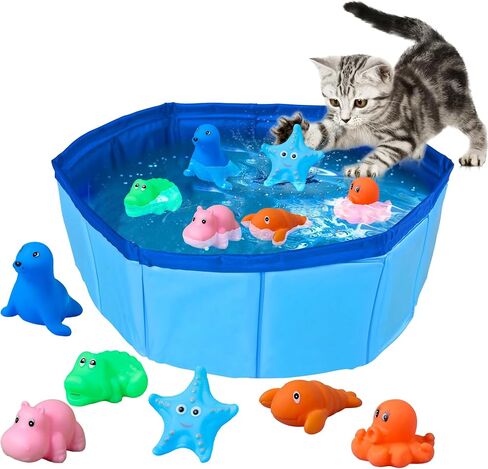 Cat Pool Toy with Interactive Fish-Water Cat Toys-Portable Cat Pool Toy, Cat Toys for Bored Indoor Cats Interactive Cat Toys for Self Play Enrichment in Saudi Arabia
