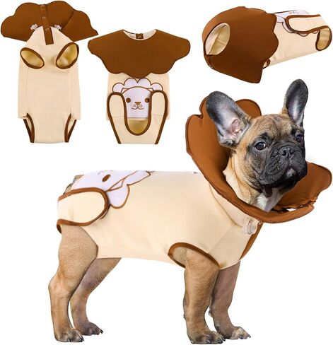 SAWMONG Dog Surgery Recovery Suit with Foldable Cone, Stretch & Cotton Dog Spay Surgical Suit for Female Dogs, After Surgery Dog Onesie with Adjustable Rear Flap, XL in Saudi Arabia