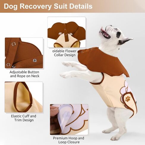 SAWMONG Dog Surgery Recovery Suit with Foldable Cone, Stretch & Cotton Dog Spay Surgical Suit for Female Dogs, After Surgery Dog Onesie with Adjustable Rear Flap, XL in Saudi Arabia