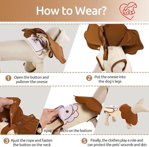SAWMONG Dog Surgery Recovery Suit with Foldable Cone, Stretch & Cotton Dog Spay Surgical Suit for Female Dogs, After Surgery Dog Onesie with Adjustable Rear Flap, XL in Saudi Arabia