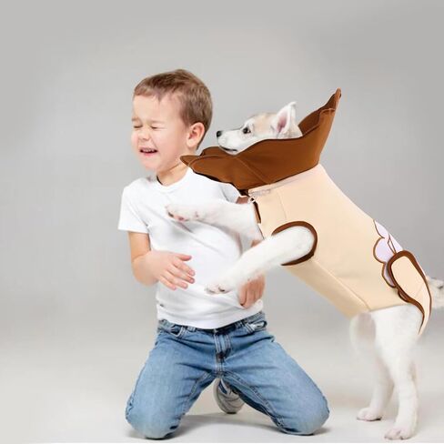 SAWMONG Dog Surgery Recovery Suit with Foldable Cone, Stretch & Cotton Dog Spay Surgical Suit for Female Dogs, After Surgery Dog Onesie with Adjustable Rear Flap, XL in Saudi Arabia