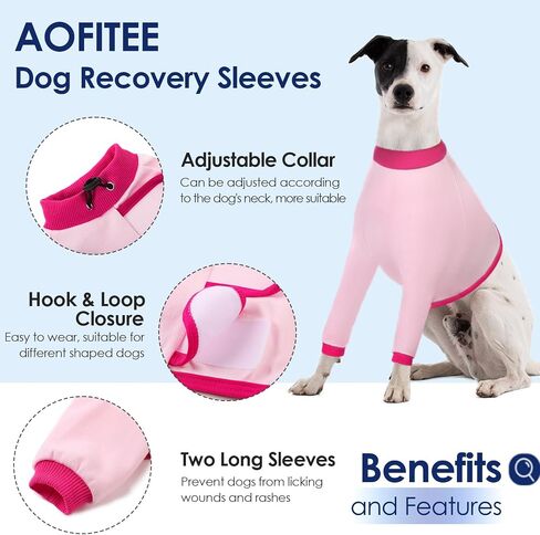AOFITEE Dog Surgery Recovery Suit, Breathable Dog Front Recovery Sleeve Right Left Leg, Prevent Licking Dog Elbow Brace Protactor for Male Female Dogs, Dog Sleeves for Joint Pain Dog Cone Alternative in Kuwait
