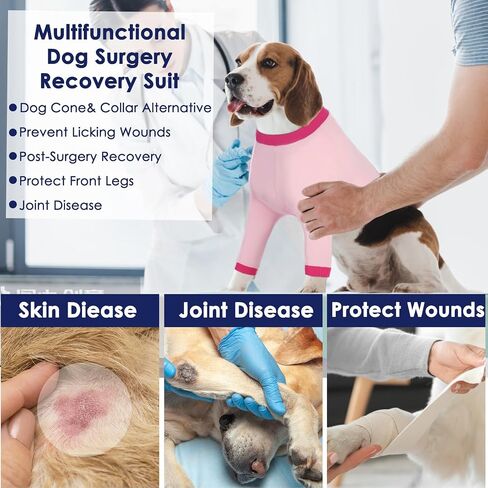 AOFITEE Dog Surgery Recovery Suit, Breathable Dog Front Recovery Sleeve Right Left Leg, Prevent Licking Dog Elbow Brace Protactor for Male Female Dogs, Dog Sleeves for Joint Pain Dog Cone Alternative in Kuwait