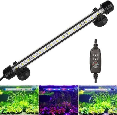 Submersible Aquarium Light Underwater Fish Tank Light with Timer Auto On/Off, LED Aquarium Light Bar 3 Light Modes Dimmer Adjustable Brightness,15.3inch (with timer&dimmer) in Saudi Arabia