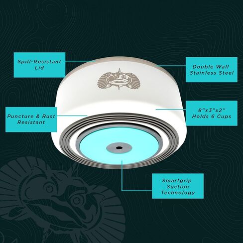 وعاء Toadfish المضاد للانقلاب للكلاب - جدار مزدوج معزول من الفولاذ المقاوم للصدأ - تقنية Smart-Grip - يتضمن غطاء - طبق طعام ومياه للحيوانات الأليفة - أزرق مخضر in Saudi Arabia