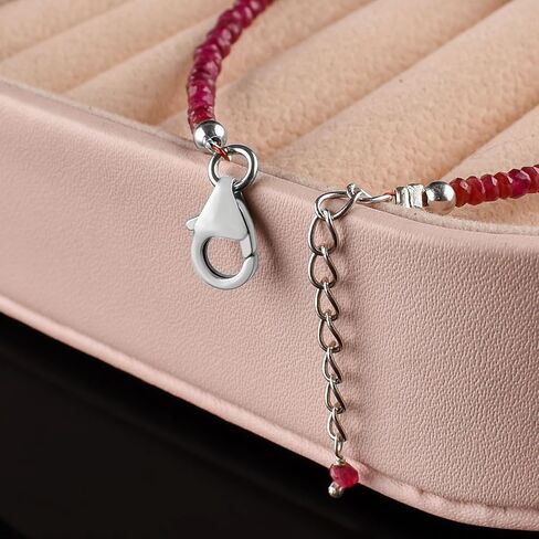 InfinityGemsArt Mozambique Ruby Dainty Bracelet Natural Gemstone Full Beads Bracelets Jewelry for Women, July Birthstone Energy Crystals, Rhodium Plated 925 Sterling Silver Chain 8 inch in Saudi Arabia