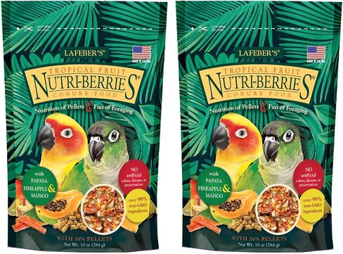 LAFEBER'S Tropical Fruit Nutri-Berries Conure Food, Made with Non-GMO and Human-Grade Ingredients, for Conures (Tropical Fruit 10 oz Pack of 2) in Saudi Arabia