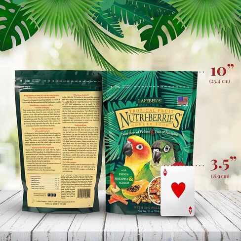 LAFEBER'S Tropical Fruit Nutri-Berries Conure Food, Made with Non-GMO and Human-Grade Ingredients, for Conures (Tropical Fruit 10 oz Pack of 2) in Saudi Arabia