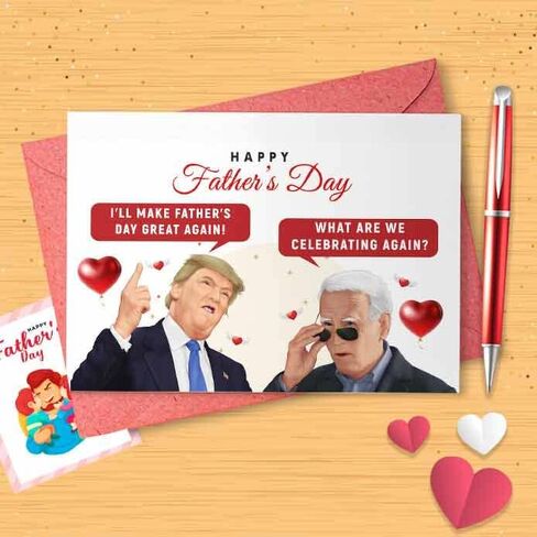 Funny Biden and Trump Father's Day Card - Card For Dad, Card For Him, Father's Day Card, Funny Card For Him, For Grandad, Gift For Dad [00465] in Saudi Arabia