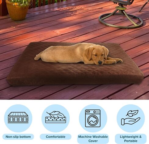 Waterproof Memory Foam Pet Bed- Indoor/Outdoor Dog Bed with Water Resistant Non Slip Bottom and Removeable Washable Cover, 36 x 27 by PETMAKER -Brown in Saudi Arabia