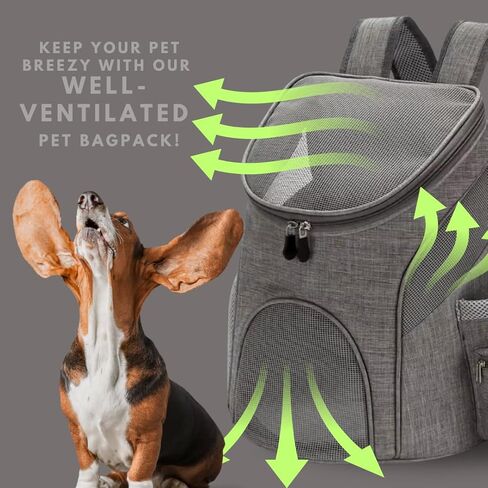 Pet Carrier Backpack with Poop Bag, Cat & Dog Treats & Water Bottle Compartment, Breathable Pet Carrier Small to Medium Cat, Dog, Puppies, Travel Pet Carrier with Comfortable & Secure Straps in Saudi Arabia