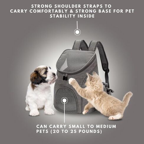 Pet Carrier Backpack with Poop Bag, Cat & Dog Treats & Water Bottle Compartment, Breathable Pet Carrier Small to Medium Cat, Dog, Puppies, Travel Pet Carrier with Comfortable & Secure Straps in Saudi Arabia